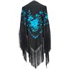 La Senorita La Señorita Foulard cintura chale manton de manila Flamenco di danza nero con fiori blu Large