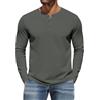 ORANDESIGNE T Shirt Uomo Maglietta Manica Lunga Slim Fit Henley Tshirt Maglia Bottone A Grigio Scuro M