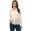 Allegra K Camicie a rete con bottoni per donna, trasparenti, a maniche lunghe, in maglia, top natalizi, bianco, L