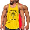DAIHAN Uomo Palestra Canotta Bodybuilding Canottiera Maglie Sportive Senza Maniche Gym Fitness Tank Top Sciolto Sport Canotte per Allenamento Corsa,Giallo Rosso,S