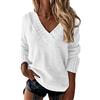 Generic Maglione Pullover con Scollo a V Casual a Maniche Lunghe in Tinta Unita da Donna Maglioncino Ragazzo Collo