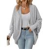 ticticlily Cardigan Donna Lungo Autunno Invernale Giacca in Maglie Elegante Casuale Oversized Giubbotto in Maglia a Maniche Lunghe Giacche Ampia Comoda Base Tinta Unita A Grigio Chiaro XS