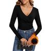 WOWENY Maglia termica da donna sexy Cross Wrap maglione invernale sweetheart collo a maniche lunghe biancheria intima termica maglietta a maniche lunghe in pile
