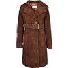 House Of Leather Trench da donna in vera pelle scamosciata di capra, lunghezza 3/4, bottoni frontali con cintura Foxy