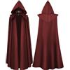 ZDSUHYIW Vestito gotico, mantello da uomo con cappuccio, costume da vampiro, mantello con cappuccio, per Halloween, Natale, carnevale, stile vintage, tinta unita, Colore: rosso, 5XL