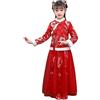 Generic Bambino bambini bambino bambino fata canapa pile foderato caldo cappotto giacca top per Capodanno cinese principessa tulle gonne ricamo tang tuta prestazioni costumi abito 128, Colore: rosso, 8-9 Anni