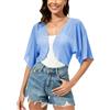 Dosieyeo Bolero da donna in chiffon, elegante, leggero e arioso, maniche a 3/4, giacca sottile per vestito, Azzurro, M