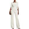 shownicer Tuta Donna Manica a 3/4 Jumpsuit Girocollo Monopezzo Romper Cocktail Sera A Bianco L