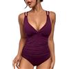 SEDEX Costume da Bagno da Donna Controllo della Pancia Costume da Bagno Intero con Scollo V Push up Costumi da Bagno Regolabile Cross Back Beachwear Costume da Bagno Costume da Bagno Estivo Viola XL