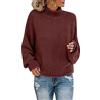 Generic Pail da Donna Eleganti Maglie Donna Invernali Maglione A Collo con Pullover A Spesso da Autunno Inverno Maglione Anziana Maglia in Pile Wine XXL