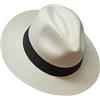 Borges & Scott Il Japura - Panama Fedora Firma - Bianco con Nastro Nero - Autentico Panama Arrotolabile e Ultra Leggero - 58cm