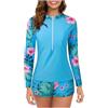 Vhersily Donna Maniche Lunghe Maglietta Anti UV UPF50+ Top Protezione Solare Camicie da Bagno Asciugatura Rapida con Chiusura Lampo per Nuoto Surf Snorkeling