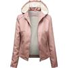 KHIRVWL Giacca in Pelle da Donna Giacca e Tasche con Cerniera Giacca da Moto retrò a Maniche Lunghe Giacca da Donna in Finta Pelle con Cappuccio Giacca da Moto Casual Giacca Autunnale e Invernale