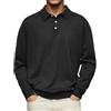 BERCIELY Camiciada Lavoro Affari Gentleman Retro Polo Uomo Trend all-Match Classico Magliettaoutdoor Mode Bavero Gioventù Camiciaa Manichelunghe A-Black M
