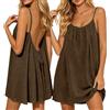 Generico Vestito Lungo da Spiaggia Donna Realizzato in Lino Traspirante con Taglio Ampio sotto Il Ginocchio per Vacanze Estive Gite all Aperto E Incontri Casual