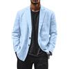 generisch Giacca da uomo casual, in lino, morbida, comoda, per il tempo libero, blazer, tinta unita, in lino, blazer da uomo, leggera, vestibilità regolare, Azzurro, M
