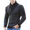 generisch Maglione da uomo a maglia con collo sciallato, slim fit, invernale, estivo, moderno, da uomo, colore nero, a maniche lunghe, con colletto, da uomo, con cappuccio, collo sciallato, maglione invernale