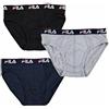 FILA 3 Pezzi Slip Uomo Elasticizzato - Disponibili Vari Colori - Slip Uomo Cotone - (IT, Testo, XL, Regular, Regular, 3 Pezzi Assortito 999)