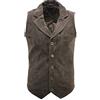 Infinity Leather Gilet da Uomo in Vera Pelle Scamosciata Marrone Elegante da Motociclista L