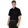 IvyRobes Camicia Prete a Maniche Corte da Uomo Clergyman con Colletto Sacerdote per Unisex Nero