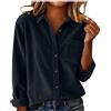 GMQWRK Camicia in velluto a coste da donna in stile casual elegante e casual con colletto e tasca con bottoni e polsini a maniche lunghe top per autunno inverno primavera da donna con collo con