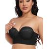 FallSweet Reggiseno Senza Spalline Taglie Forti per Donna Reggiseno Push up con Ferretto per Abiti da Sera Abiti da Ballo Abiti da Sposa(Nero,8D)