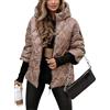 nicticsi Giubbotto Corta da Donna Invernale Caldo Cerniera Cappotto Patchwork di Peluche Casuale Vintage Outerwear con Tasca Giacche Polsini a Maglia F Marrone M