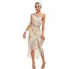 Viloree Elegante Vestito Anni '20 Donna Abito con Profondo Paillettes e Frange in Rilievo per Cocktail Matrimoni Feste