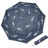 omedecal Ombrello Pieghevole per Bambini Automatico, Antivento con Strisce Riflettenti 360°, Portatile Ombrello da Viaggio per Bambino Ragazzo Ragazza - Squalo Blu Navy