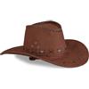 Smilbaley Cappello da Cowboy, Cappello da Cowboy in Pelle, Appello Cowboy Donna, Cappelli Western da Cowgirl per Bambini Cappello da Sole per Adulti Cosplay All'aperto(Marrone Scuro)