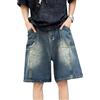 shownicer Pantaloncini di Jeans Hip Hop da Uomo Bermuda Larghi Jeans Corti Skateboard per Ragazzi Adolescenti Pantaloncini Cargo Vintage Shorts da Ballo di Strada B Blu S