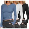 Ekouaer Donna Maglie Termica 3pcs Maniche Lunghe Camicie Termiche Elasticizzato Aderente Tee, Nero + Bianco + Blu, XL