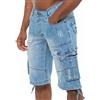 989Zé ENZO Jeans Uomo Pantaloncini Casual Cargo Cotone Regular Fit Tasche Laterali EZS404 Azzurro 42