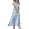 shownicer Abito da Spiaggia Vestiti Donna Estivi Chiffon Stampa Fiori Scollo V Manica Corta Abiti Vacanza Abito Lungo
