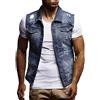 LZPCARRA Giacca Jeans Uomo Nera Senza Maniche Corta Estiva Leggera Taglia M