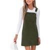 CUPSHE Abito da donna in velluto a coste mini autunno collo quadrato spalline regolabili tasca frontale bottoni laterali abiti autunnali