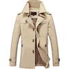 Generico Trenchcoat Lana Uomo Lungo Casual Cappotto in Tweed Classico Soprabito a Maniche Lunghe Doppiopetto Elegante Trench Lungo da Uomo a Vento Ufficio Business Nuovi Capispalla Viaggi Invernale Slim Fit