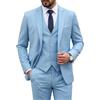 Hihawk, Completo da uomo in 3 pezzi con tessuto elasticizzato, tinta unita, slim fit, con un bottone, giacca, gilet e pantaloni con cravatta, Cielo blu, XL