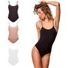 FOCENZA Body Donna in Morbida Microfibra Elasticizzata con Spalline Sottili, Intimo Donna Confortevole ed Elastico, Multipack da 3 Pezzi in Vari Colori, Made in Italy (nero-bianco-nudo, S-M)