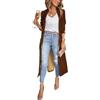 Suncadmious Giacche Blazer In Velluto Da Donna Lungo Spolverino Kimono Cappotto Aperto Davanti Vintage Maglione Marrone M