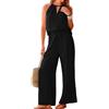 Onsoyours Tuta in Cotone e Lino da Donna Gilet a Senza Maniche + Pantaloni a Gamba Larga Casual Completo Sportivo in Due Pezzi