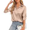 HANERDUN Camicia Donna Elegante di Raso con Scollo a V e Taglio Spalle Dritte Camicetta a Colore Solido Top