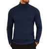 COOFANDY Maglione a Collo Alto Uomo Camicia a Maniche Lunghe T-Shirt Leggera Pullover Slim Fit Blu Scuro XL