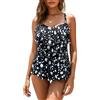 WIN.MAX Set di Costumi da Bagno Tankini da Donna Vita Alta Balza arruffata 2 Pezzi Bikini Set Costume da Bagno Plus Size Costume da Bagno(Punti Grigi,EU40)