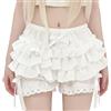 URAWESO Pantaloncini da Donna Y2k Lolita Bloomers con Volant gotici a Strati a Strati Fondo Zucca per Feste Cosplay Boyshorts Sottoveste Taglia 40-46, Bianco, Taglia Unica