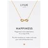 LUUK LIFESTYLE Collana con Ciondolo Infinito (50cm) in Acciaio Inossidabile e Carta regalo HAPPINESS, Regali per Lei, Donna, Moglie, Madre, Impermeabile, Portafortuna, Gioiello Moda, Oro