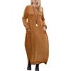Onsoyours Abito Casual a Maniche Lunghe Autunno Invernale Maglione Vestito Maglieria Maxi Abito Vestito Lungo Knit Pullover Tinta Unita da Donna con Tasche Giallo M
