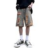 shownicer Pantaloncini di Jeans da Uomo Hip Hop Jeans Corti Pantaloni da Ballo di Strada Skateboard per Ragazzi Adolescenti Cargo Pantaloncini Bermuda Tasche Shorts I Blu M