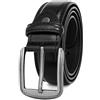 GSG SINCE 1998 Cintura Uomo Pelle Regolabile 37mm Cinture Cinturone per Jeans, Pantaloni Casual, Pantaloni Da Lavoro con Confezione Regalo Nero 40-44 inch