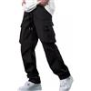 Oanviso Pantaloni Cargo Uomo Pantaloni Casual Pantalone Vintege Leggero Pantaloni da Jogging A-Nero S